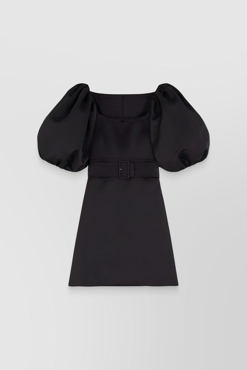 Patou - Drawstring mini dress with puff sleeves