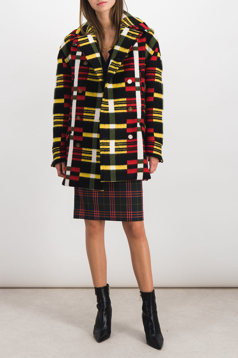 Vivienne Westwood - Oversize peacoat with multicoloured stripe pattern