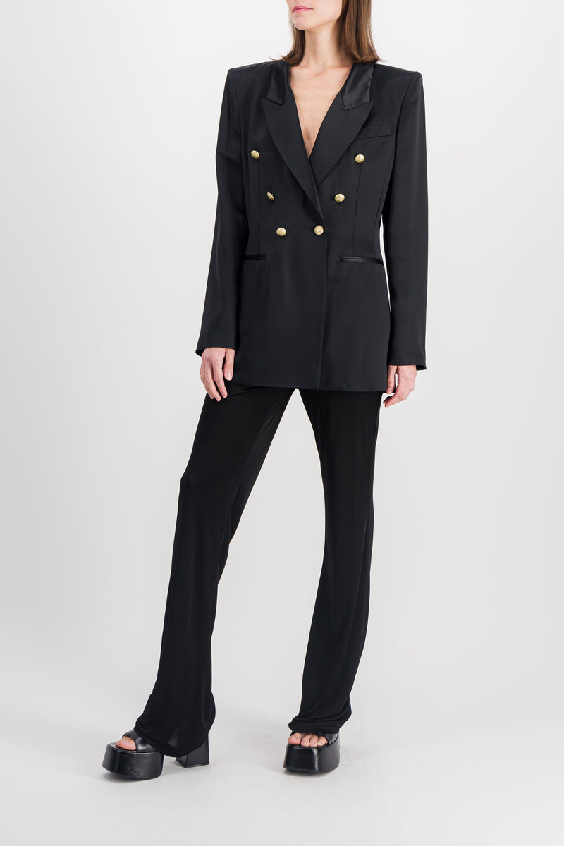 Vivienne Westwood - V-neck tailored satin blazer with golden buttons
