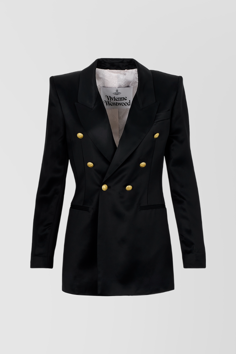 Vivienne Westwood - V-neck tailored satin blazer with golden buttons