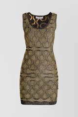 Round-neck squiggle knit mini dress