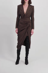Draped pencil skirt with front slit