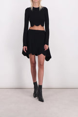 Cropped scallop hem sweater