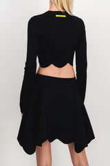 Cropped scallop hem sweater