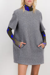 Jersey jacquard cocoon mini dress