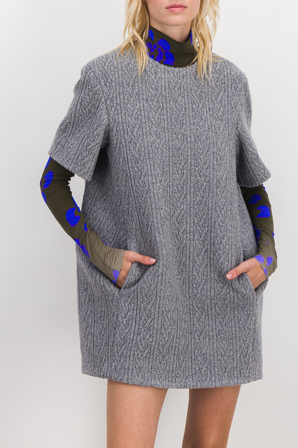 Jersey jacquard cocoon mini dress