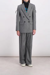 Drawstring speckled wool tailoring blazer