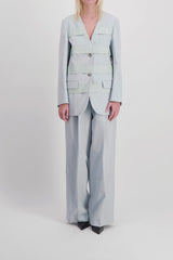 Grey wide leg wool pants