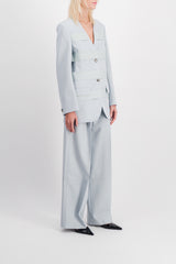 Wool gabardine blazer with gros grain stripes