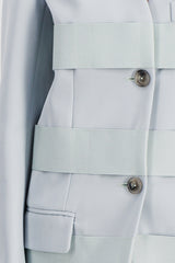 Wool gabardine blazer with gros grain stripes