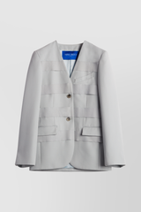Wool gabardine blazer with gros grain stripes