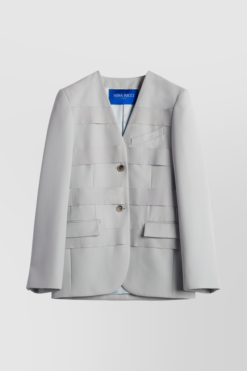 Nina Ricci - Wool gabardine blazer with gros grain stripes