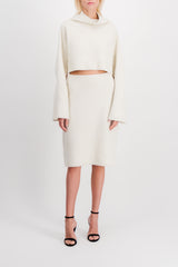 Cropped high neck collar sweater