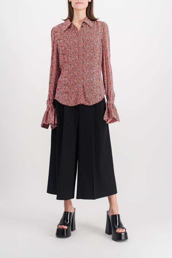 Cropped wide leg pants with pinces