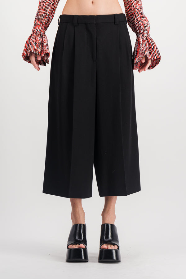Cropped wide leg pants with pinces