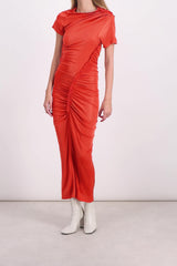 Twisted and draped shiny maxi dress
