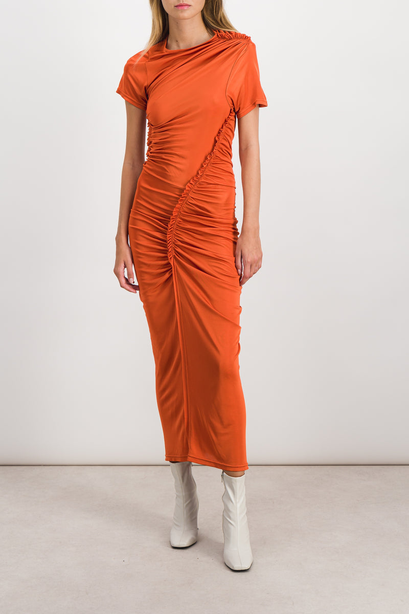 Atlein - Twisted and draped shiny maxi dress