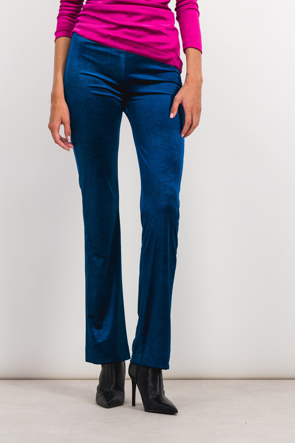Fluid straight leg velvet pants