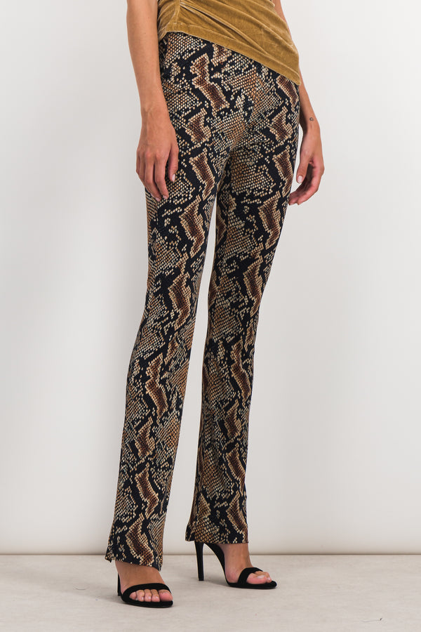 Snake print slim straight leg pants