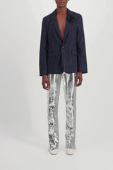 Tuxedo jacket in crystal fibre with satin flower