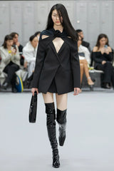 Twisted cut out tailoring long blazer