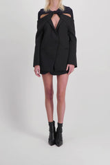 Twisted cut out tailoring long blazer