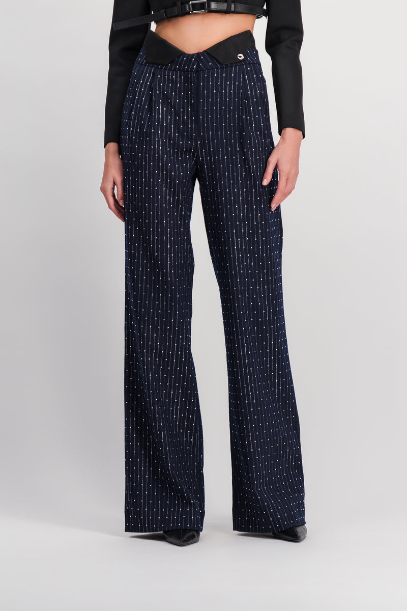 Coperni - Crystal wide leg tuxedo pants