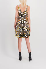 Silver-gold sparkle v-neck mini dress