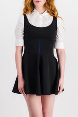 Flared A-line mini dress with contrast stiching
