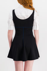 Flared A-line mini dress with contrast stiching