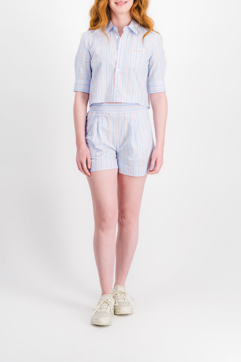 Marni - Blue striped cropped cotton baby shirt