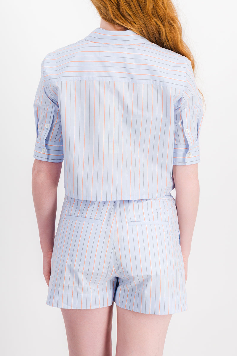 Marni - Blue striped cropped cotton baby shirt