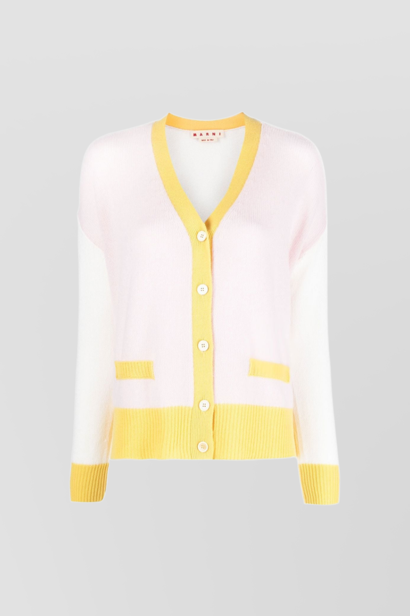 Marni - Color-block v-neck loose cardigan
