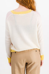 Color-block v-neck loose cardigan