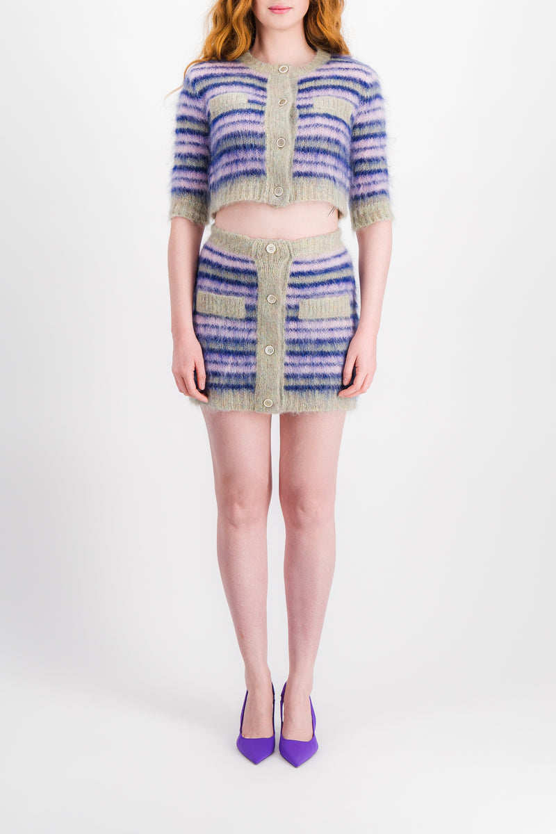 Marni - Stripped mohair front-buttoned mini skirt