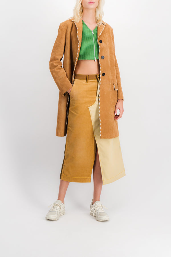 Lamb leather camel dustercoat