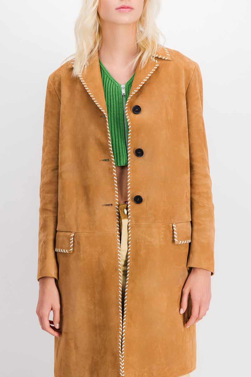 Marni - Lamb leather camel dustercoat