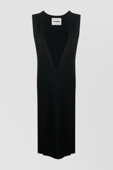 Deep v-neck fine viscose straight midi dress