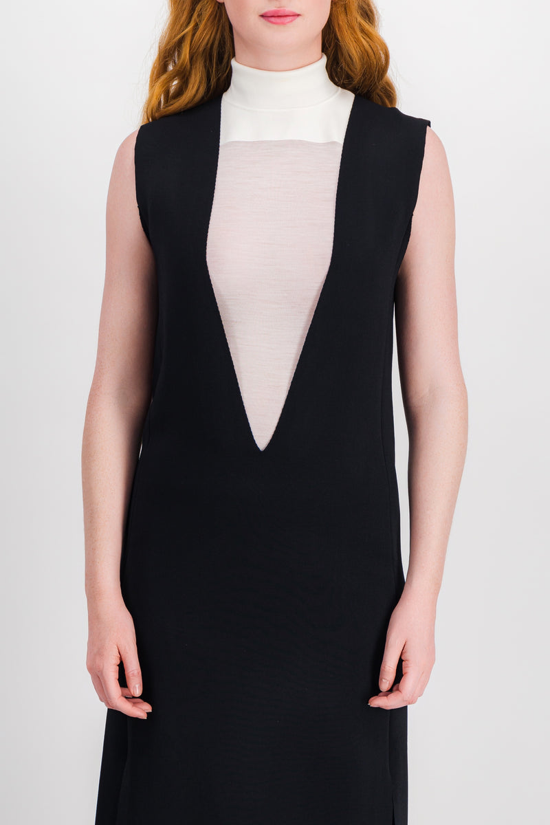 Jil Sander - Deep v-neck fine viscose straight midi dress