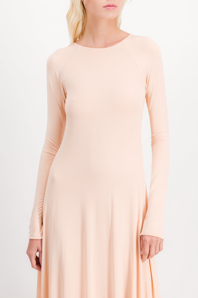 Jil Sander - Long sleeved maxi dress in fluid crêpe jersey