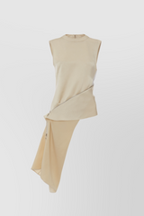 Sleeveless asymmetric satin top