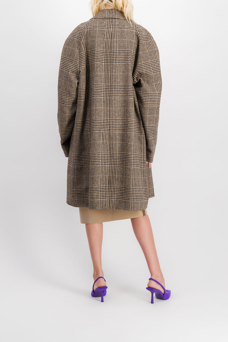 Maison Margiela - Short checked trench coat with wide sleeves