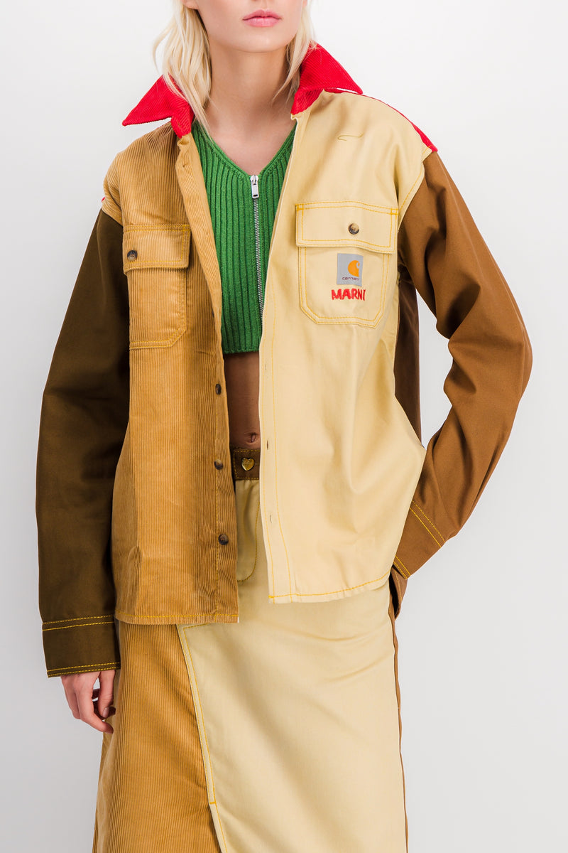 Marni - Color block long sleeved boyfriend shirt with front pockets