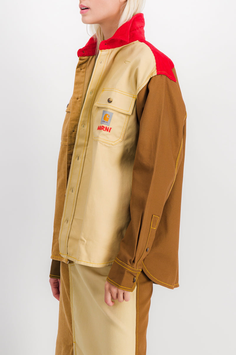 Marni - Color block long sleeved boyfriend shirt with front pockets