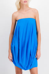 Bardot draped azur mini dress
