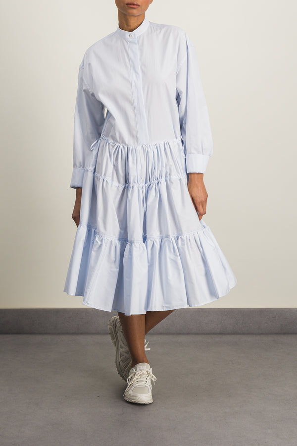 Gathered midi chemisier dress