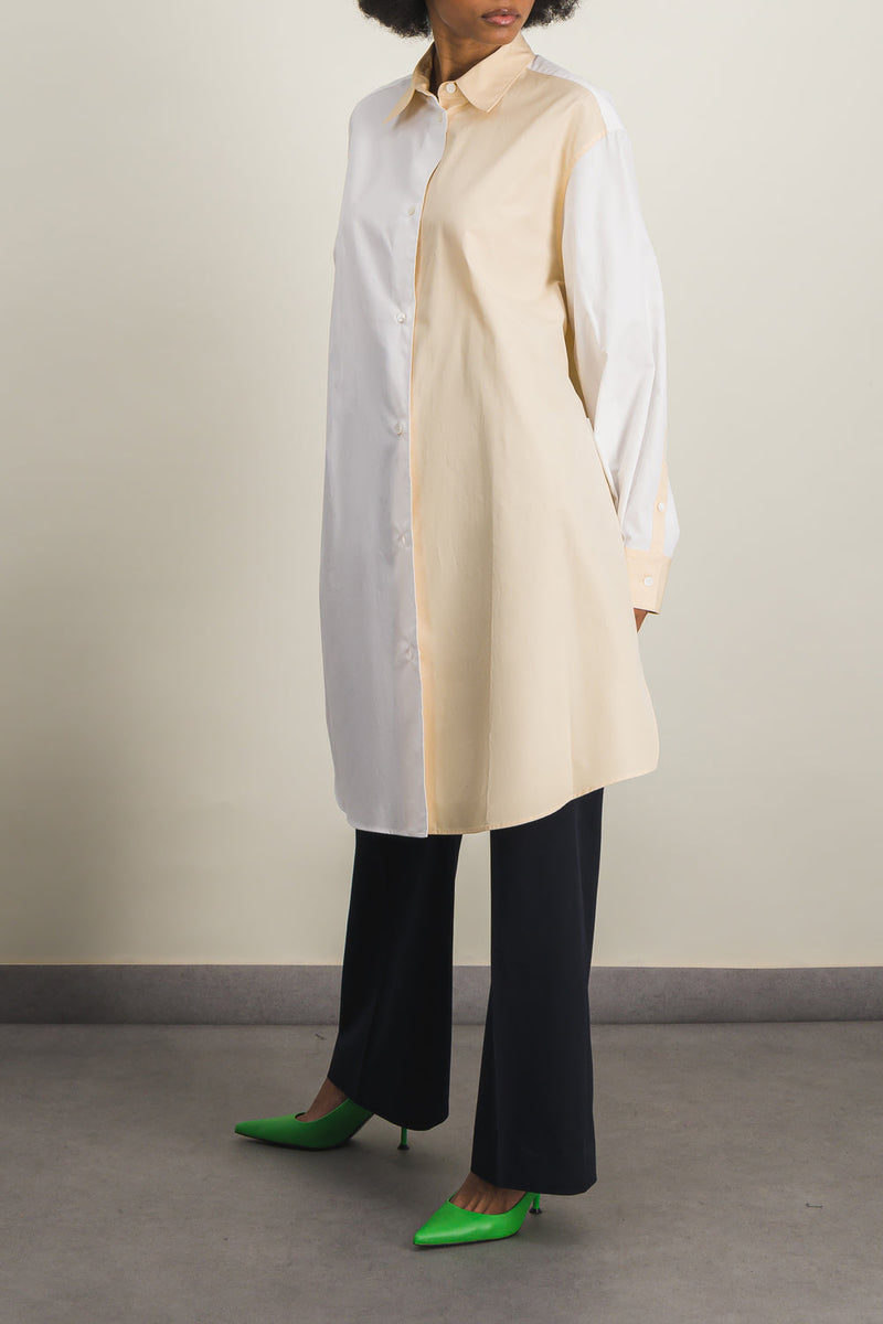 Marni - Two-tone asymmetric organic cotton shirt