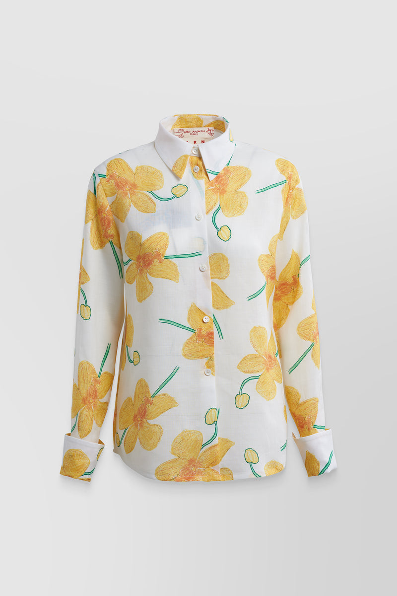 Marni - Classic flower printed linen shirt