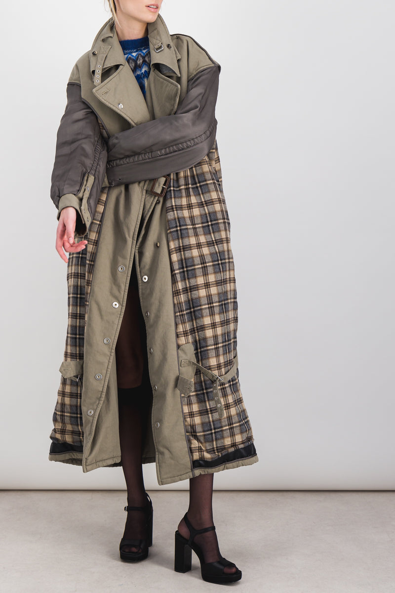 Maison Margiela - Reversible oversized cotton check trench coat