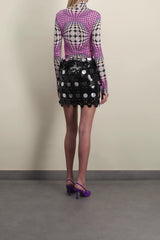 Printed jersey bodycon longsleeved top